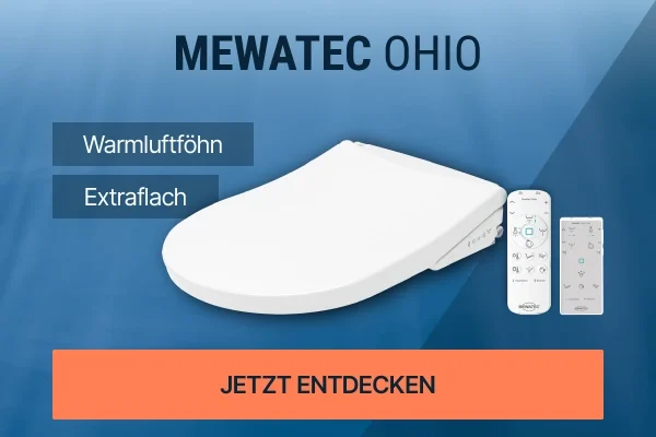 MEWATEC Ohio - die neuen Dusch-WC-Aufsätze von MEWATEC. Extraflache Bauhöhe, nur 99mm.