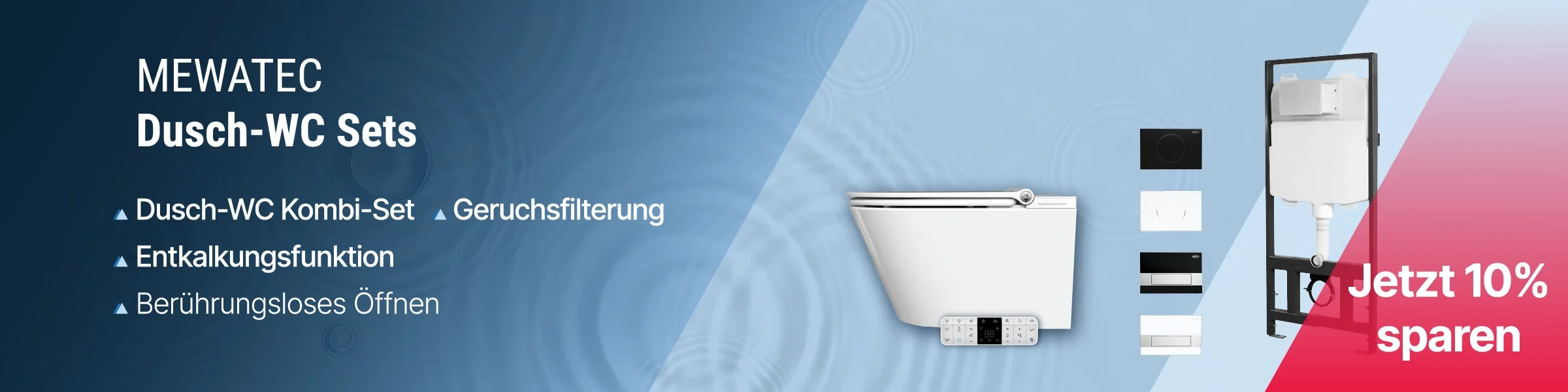 Die perfekte Kombination aus Spülsystem und Dusch-WC. Jetzt 10% bei MEWATEC Dusch-WC Sets sparen. 