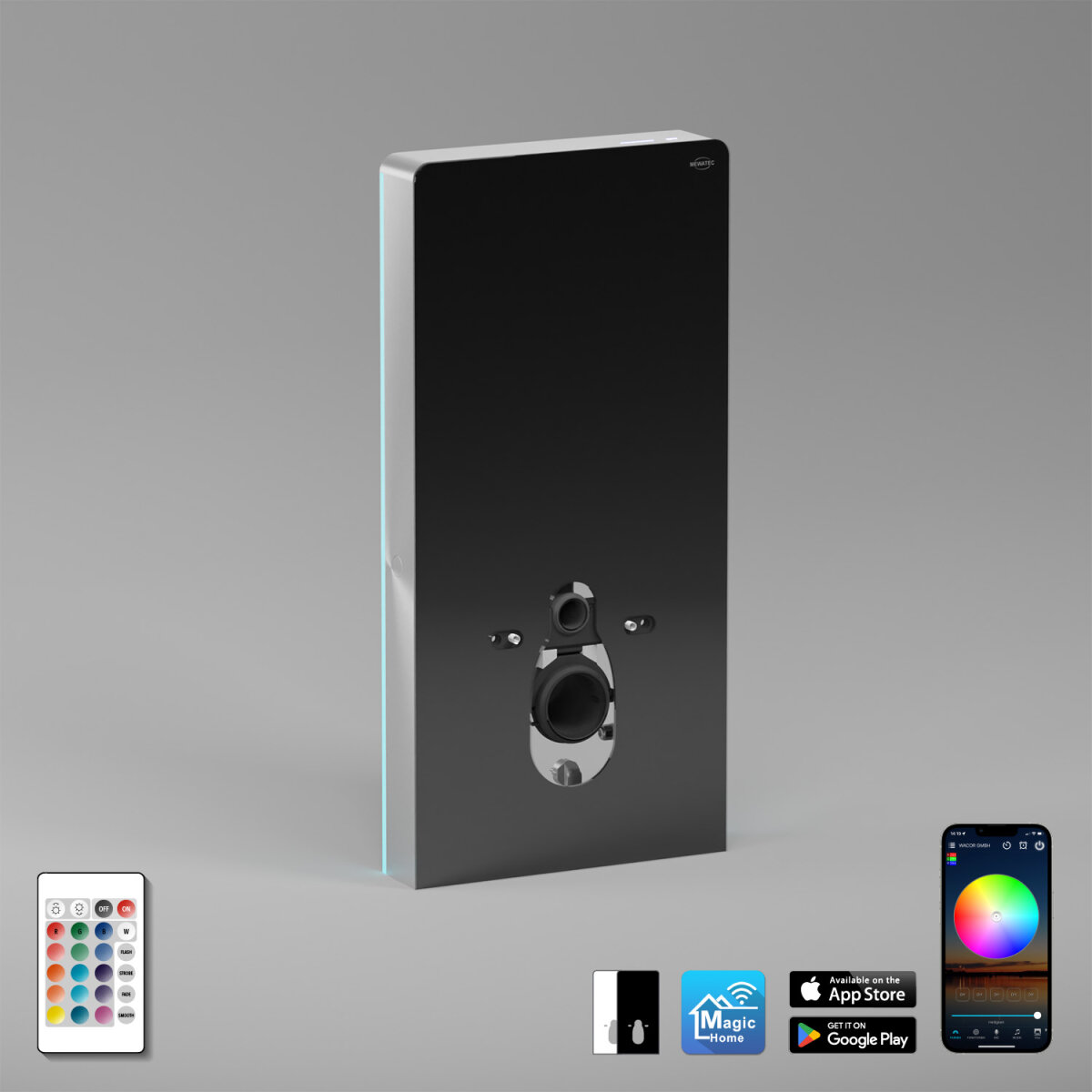 MEWATEC Sanitärmodul MagicWall© 2.0 LED touch...