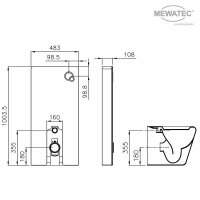 MEWATEC Sanitärmodul MagicWall© für bodenstehende Keramiken, weiß